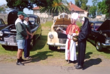 Marie & John with their Austin A40 - Loyal Albert and Ted & Anna's Vanguard - Dumpy