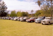 A nice line up of club cars at the Presidents Run